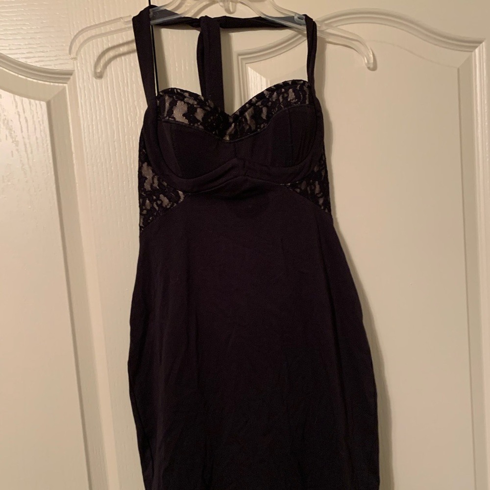 Moda black with lace insert dress- Sz. S